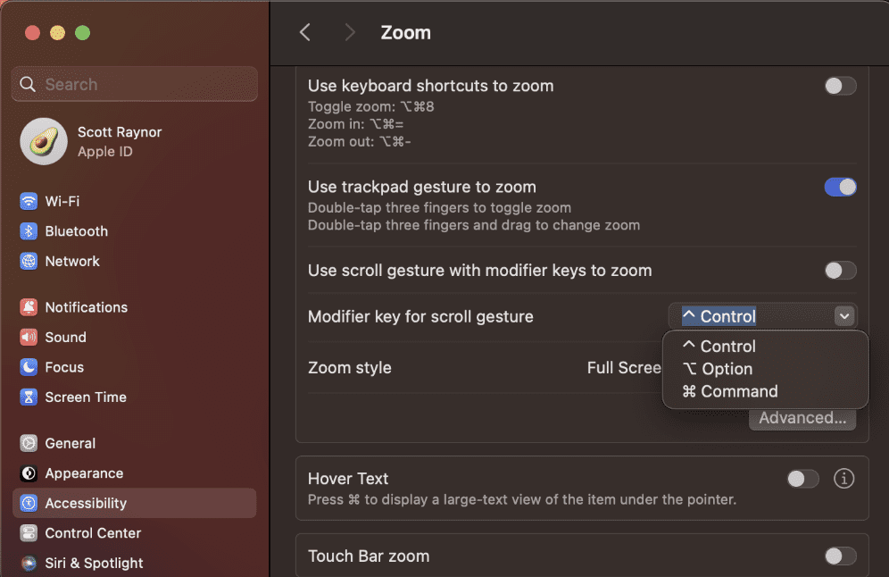 Zoom out on a Mac